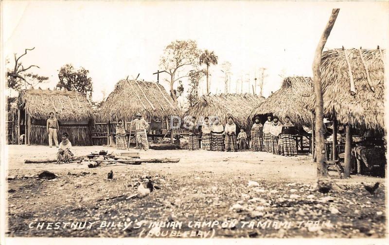 B11/ Tamiami Seminole Indian Florida Fl RPPC Postcard c30s Chestnut Billys Camp