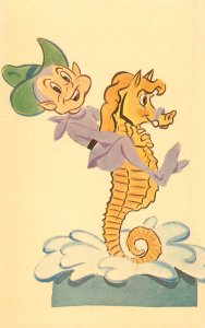 Postcard Pixie Land Amusement Park Oceanlake OR Elf Cowboy Rides Seahorse