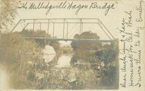 1907 Milleodgeville Illinois Truss Girder Bridge RPPC Photo Postcard 5067