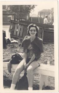 RPPC, Woman Sitting on a Bench