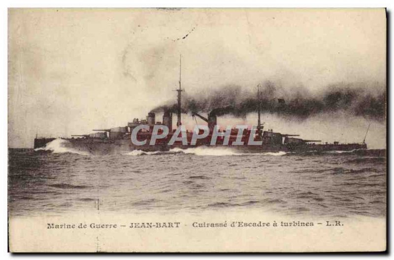 Old Postcard Boat Jean Bart Breastplate d & # 39escadre has turbines