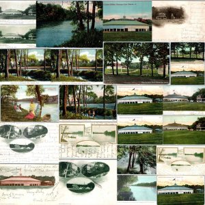 x22 LOT c1910s Waterloo, IA Chautauqua Park Scenes Postcards Glimpse UDB A184