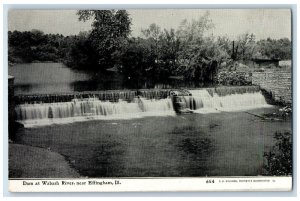 1908 Dam At Wabash River Water Fall Source Effingham Illinois IL Posted Postcard