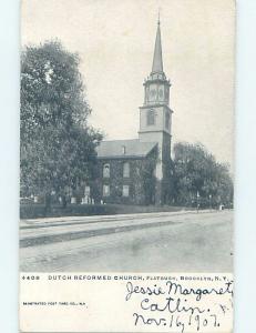 Pre-1907 DUTCH REFORMED CHURCH ON FLATBUSH AVE Brooklyn - New York City NY A2506