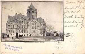 Beatrice Nebraska birds eye view Gage Co Court House antique pc Z12672