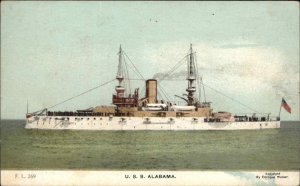 Battleship at Sea USS Alabama c1910 Vintage Postcard