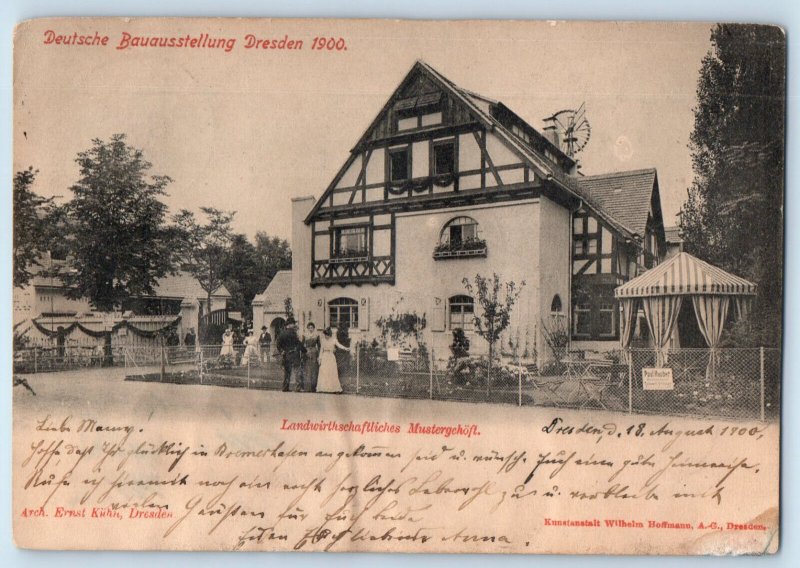 Saxony Germany Postcard German Construction Exhibition Dresden 1900 Posted