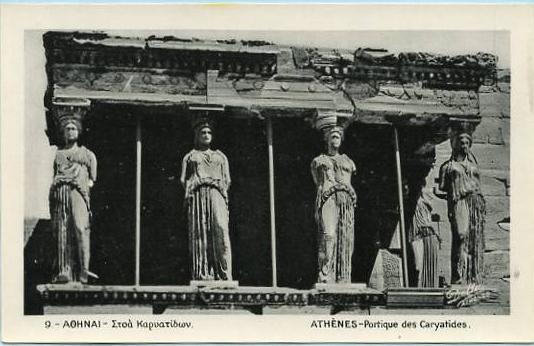 Greece - Athens, Partial View of the Caryatides  *RPPC