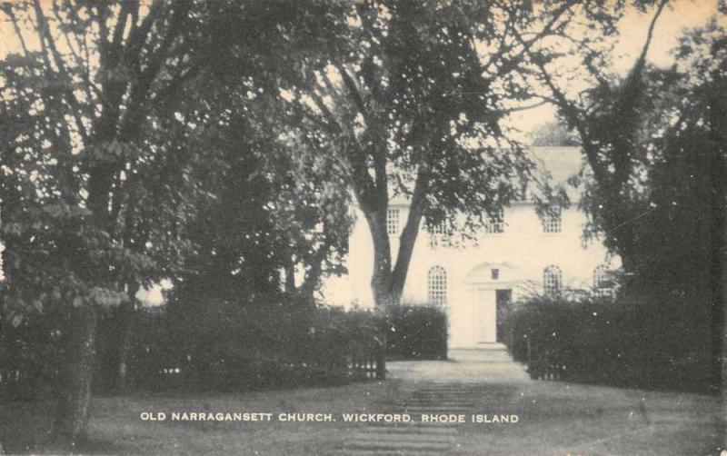 Wickford Rhode Island Old Narragansett Church Scenic Antique Postcard K18031