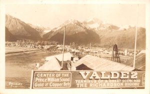 Valdez Alaska Birds Eye View from Richardson Hwy Real Photo Postcard AA59448