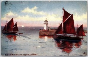 The Lighthouse And Harbour Ramsgate England United Kingdom Sailboats Postcard