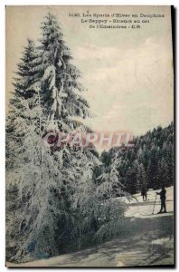 Old Postcard of Sports & # 39hiver Ski Dauphine SAPPEY Skiers at the pass of ...