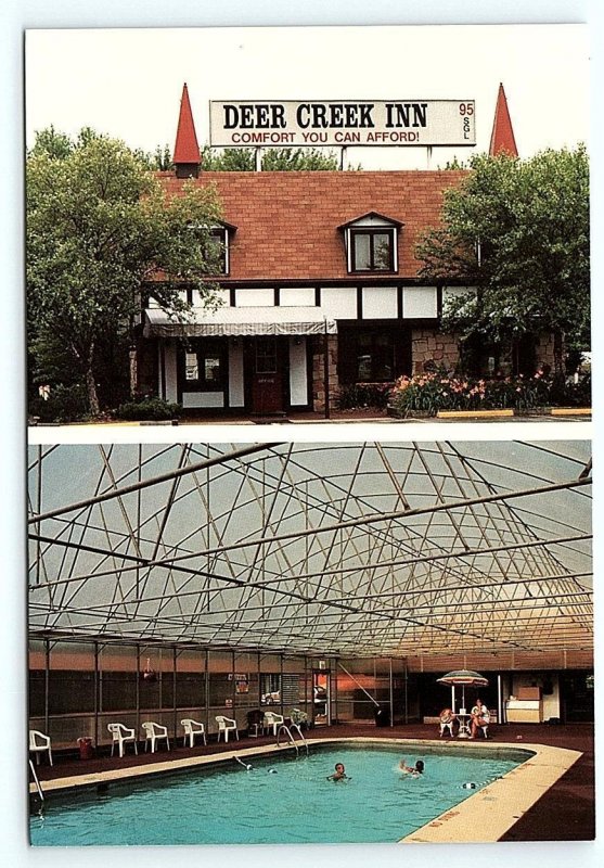 CAMBRIDGE, Ohio OH ~ Roadside DEER CREEK MOTEL Swimming Pool  ~ 4x6 Postcard