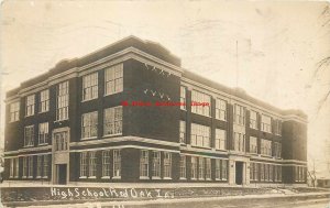 IA, Red Oak, Iowa, RPPC, High School Building, Exterior, 1919 PM, Photo