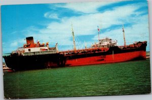 Postcard TX Port Aransas Tanker taking oil at Tanker Island