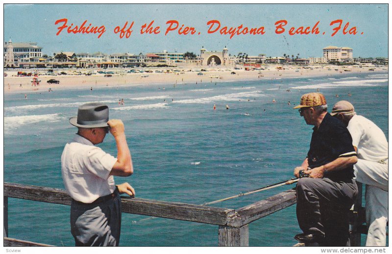Fishing Off Pier, Daytona Beach, Florida, PU-1968