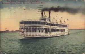 Davenport IA Ferry Davenport 1913 Mailed by Passenger Moline IL Postcard