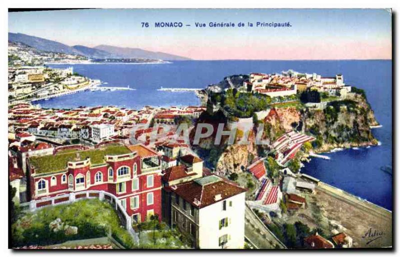 Old Postcard Monaco General view of the Principality