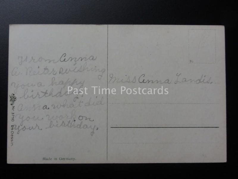 Poppy Postcard: BIRTHDAY GREETINGS c1908 by Erika No.3710