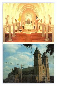 St. Fidelis Church Victoria Kansas Postcard Interior & Exterior View