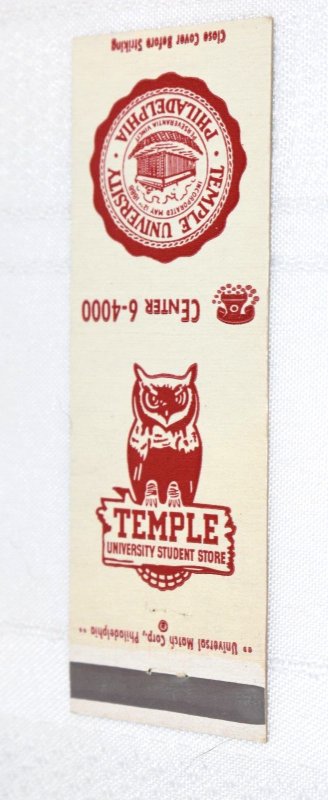 Temple University Student Store Philadelphia 20 Strike Matchbook Cover