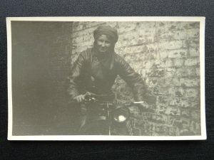 Mrs Louie WORLD RECORD BREAKER MOTORCYCLIST 1000 Miles April c1932 RP Postcard