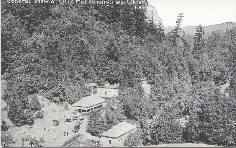 View of Orr's Hot Springs Near Ukiah, California, Early Postcard, Unused