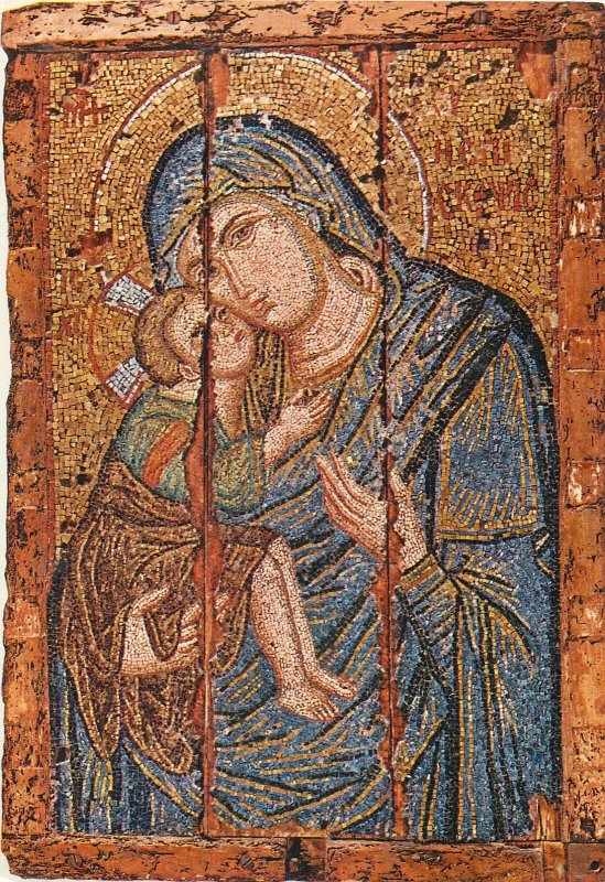 Byzantine museum the virgin of tenderness mozaic Postcard
