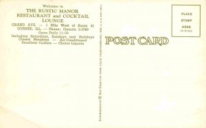Rustic Manor Restaurant Cocktail Lounge Gurnee Illinois postcard