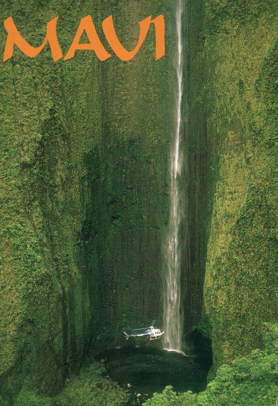 MODERN POSTCARD THE GREAT WATERFALLS OF MAUI HAWAII EXTRA LARGE CONTINENTAL SIZE