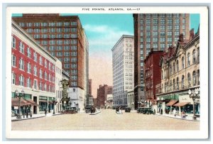 c1950 Five Points Establishments Railway Classic Car Atlanta Georgia GA Postcard 