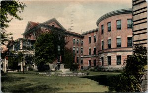 Postcard N.Y. Buffalo Ivy-Covered General Hospital Water Fountain 1910 F13