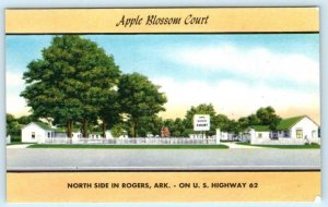 ROGERS, Arkansas AR ~ Roadside APPLE BLOSSOM COURT 1952 Benton County Postcard