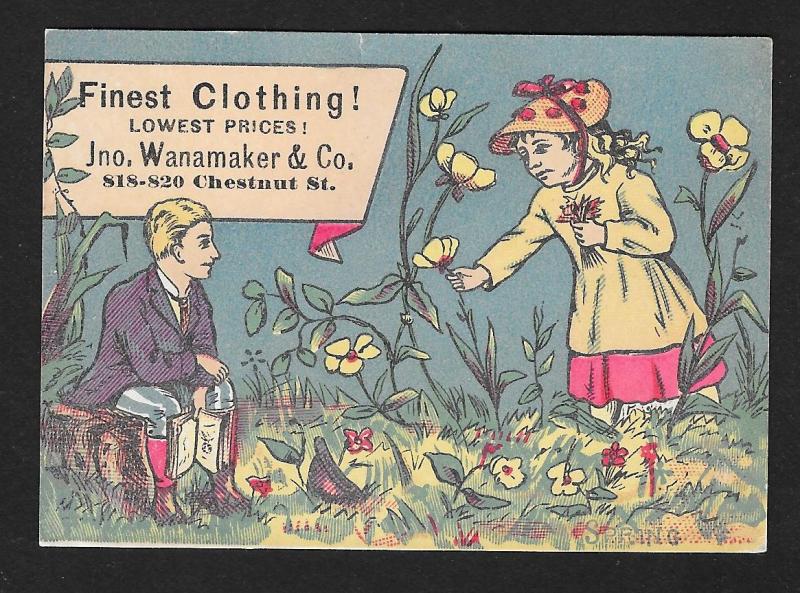 VICTORIAN TRADE CARD Jno Wanamaker & Co Finest Clothing