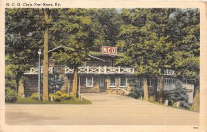 J47/ Fort Knox Kentucky Postcard Linen N.C.O. Club Building Officers 156