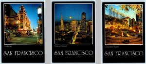 3 Postcards SAN FRANCISCO, CA ~ Night Views CHINATOWN Ghirardelli Square 4x6