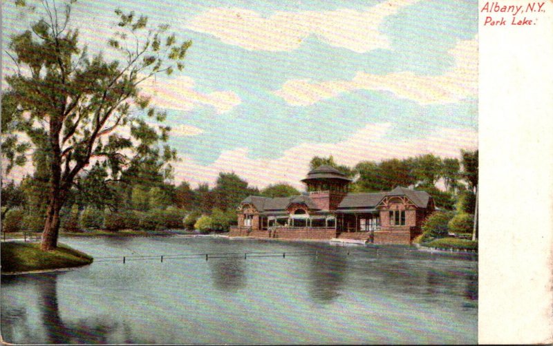 New York Albany View Of Park Lake 1905