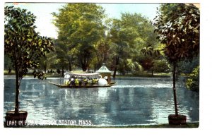 Lake in Public Gardens, Boston, Massachusetts, Used 1908 Flag Cancel