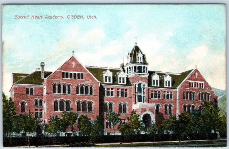 c1910s Ogden, UT Sacred Heart Academy School Building H Leib Litho Photo PC A210