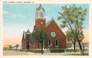 MANHEIM PA Zion Lutheran Church Lancaster County Vintage Postcard ca 1920s