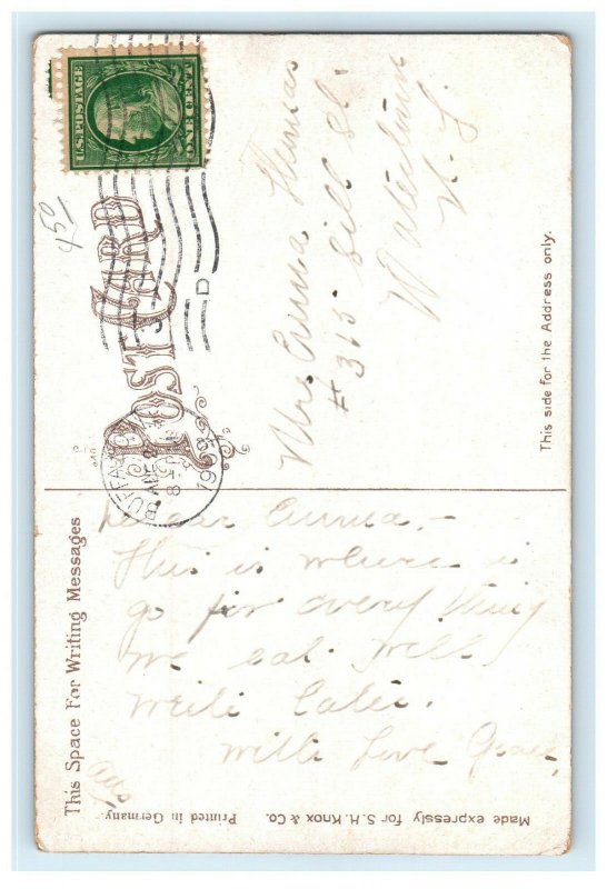 1909 Washington St. Market, Buffalo New York NY Posted Antique Postcard