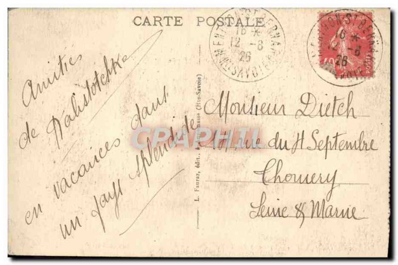 Old Postcard Lac d & # 39Annecy between Veyrier and Menthon St Bernard Boat