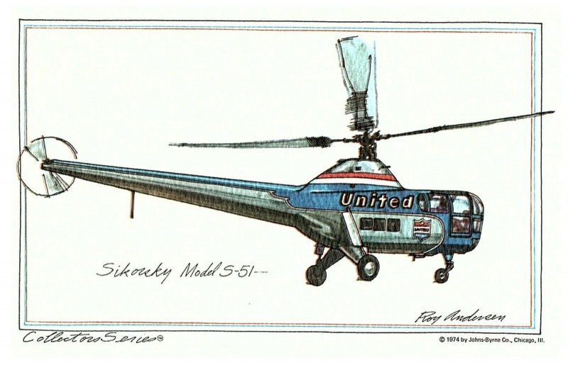 Sikorsky Model S-51 Sketch Postcard by Ray Anderson