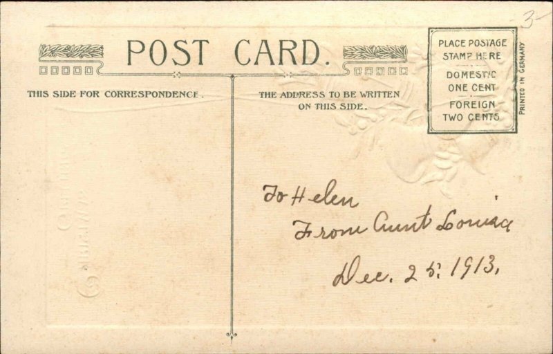 Christmas Winter Scene Bells Winsch Embossed c1900-20s Vintage Postcard