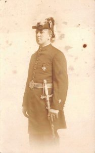 RPPC SOLDIER MONROE MICHIGAN MILITARY REAL PHOTO POSTCARD (1908)