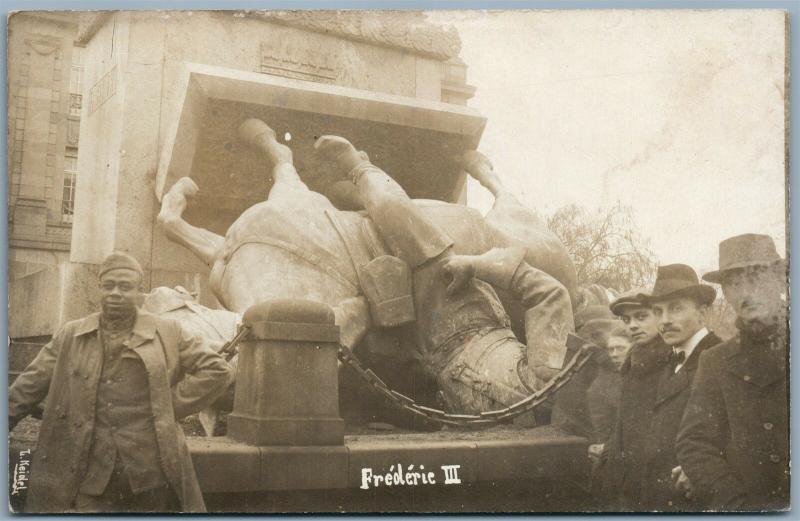 DESTROY of FREDERIC III MONUMENT METZ FRANCE ANTIQUE REAL PHOTO POSTCARD RPPC