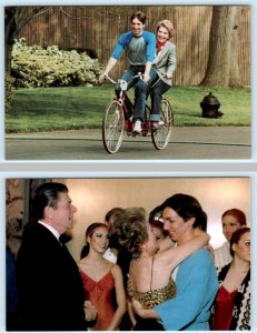 2 Postcards NANCY REAGAN & RON, JR. Tandem Bicycle, Joffrey Ballet II - 1981