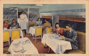 J76/ Interesting Postcard Linen Interior Railroad Car Santa Fe El Capitan 438