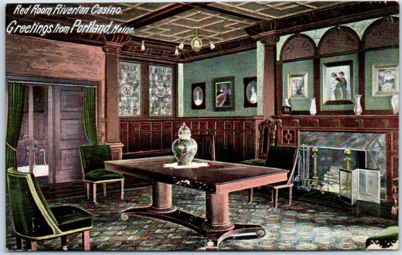 Portland Maine Postcard Red Room Riverton Casino