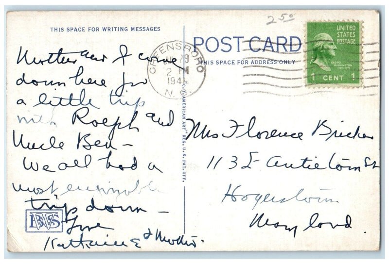 1941 Young Men Christian Association Greensboro North Carolina Vintage Postcard